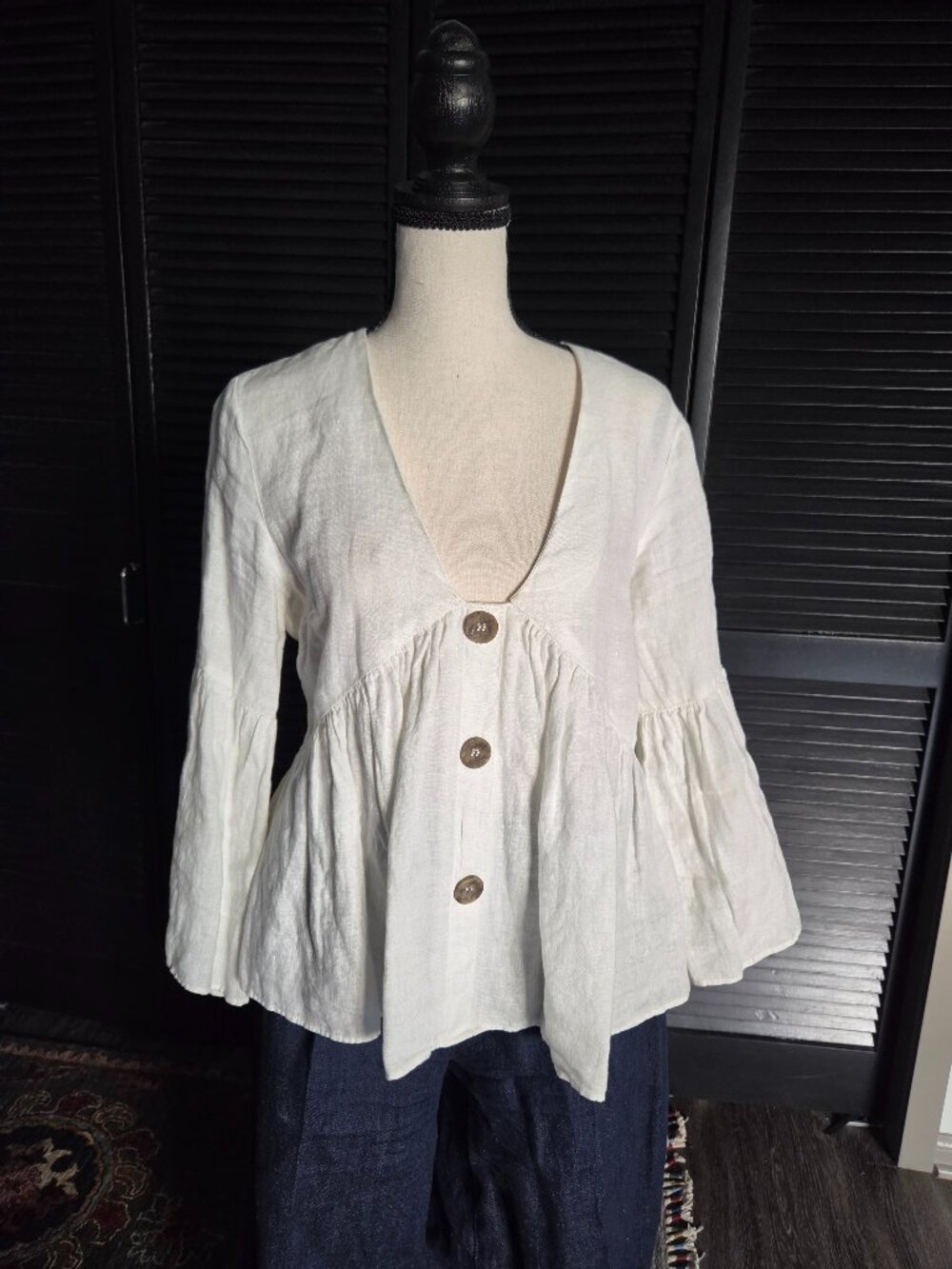 3/4 length linen/cotton blouse
